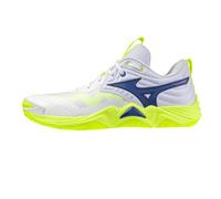 Mizuno Wave Momentum Elite Chaussures de volley-ball, Blanc Bleu Jaune Fluo, Blanc, 40.5 EU