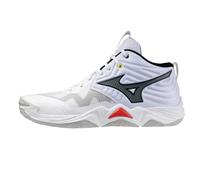 Mizuno Wave Momentum Elite Mid, Chaussures de volley-ball, Blanc/Noir, Amortissement Enerzy, Stabilité Avancée, Blanc, 43 EU