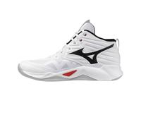 Mizuno WAVE MOMENTUM PRO MID Chaussures Mixte Adulte, Blanc/noir/rouge ardent, 38 EU