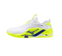 Mizuno Wave Stealth Neo 2, Chaussures de handball, Technologie ENERZY NXT, Tige en maille gaufrée, semelle Wave, Blanc, 42.5 EU