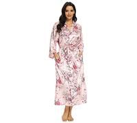 MizzGenio Blouse longue en soie pour femme - Longue robe de nuit légère en satin