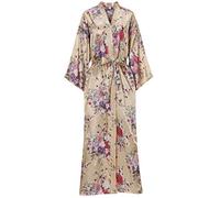 MizzGenio Blouse longue en soie pour femme - Longue robe de nuit légère en satin, champagne, 4XL-5XL Grande