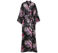 MizzGenio Blouse longue en soie pour femme - Longue robe de nuit légère en satin, Noir , 4XL-5XL Grande