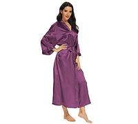 MizzGenio Robe longue en soie pour femme, légère, longue, en satin, longueur complète, robe de nuit, Poupre (pure purple), XXL-3XL grande taille