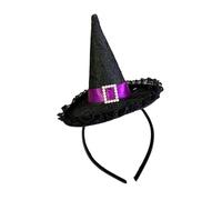 Mjaie Chapeau de sorcière à paillettes pour Halloween, bandeau rose spectre antidérapant, accessoire de coiffure pour fête d'Halloween