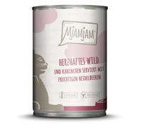MjAMjAM - nourriture humide premium pour chats - gibier copieux et lapin aux myrtilles fruitées, paquet de 6 (6 x 400 g), sans céréales avec supplément de viande
