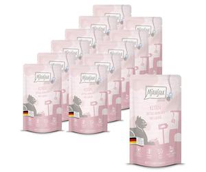 MjAMjAM - nourriture humide premium pour chat - Quetschie - Poulet juteux pour chaton à l'huile de saumon, pack de 12 (12 x 125 g), sans céréales avec supplément de viande
