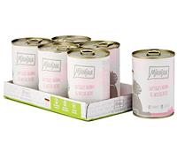 MjAMjAM - nourriture humide premium pour chats - poulet juteux et saumon sauvage, pack de 6 (6 x 400 g), sans céréales avec supplément de viande