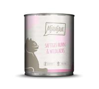 MjAMjAM - nourriture humide premium pour chats - poulet juteux et saumon sauvage, pack de 6 (6 x 800 g), sans céréales avec supplément de viande