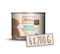 MjAMjAM - nourriture humide premium pour chats - pur plaisir de la viande - bonne dinde pure, pack de 6 (6 x 200 g), sans céréales avec supplément de viande