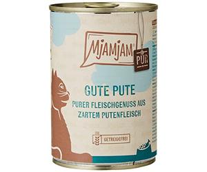 MjAMjAM - nourriture humide premium pour chats - pur plaisir de la viande - bonne dinde pure, pack de 6 (6 x 400 g), sans céréales avec supplément de viande