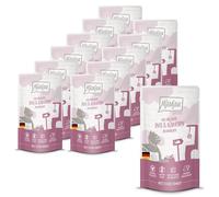 MjAMjAM - Nourriture humide premium pour chats - Quetschie - DUO de canard fondant et poulet juteux aux petites carottes, pack de 12 (12 x 125g), sans céréales avec un supplément de viande