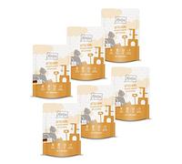 MjAMjAM - nourriture humide premium pour chats - Quetschie - poulet juteux avec de délicieuses carottes, pack de 6 (6 x 300 g), sans céréales avec un supplément de viande