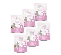 MjAMjAM - nourriture humide premium pour chats - Quetschie - poulet juteux et saumon sauvage, pack de 6 (6 x 300 g), sans céréales avec supplément de viande