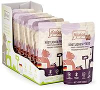 MjAMjAM - nourriture humide premium pour chats - Quetschie - pur plaisir de la viande - cheval tendre pur, pack de 12 (12 x 125 g), sans céréales avec supplément de viande