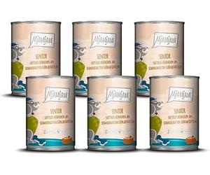 MjAMjAM - Nourriture humide premium pour chiens - Senior - Poulet juteux aux patates douces savoureuses, paquet de 6 (6x400g), sans céréales