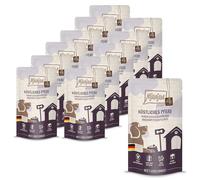 MjAMjAM - Premium Nassfutter für Hunde - Quetschieschie - pur plaisir de la viande - délicieux cheval pur, paquet de 12 (12 x 125g)