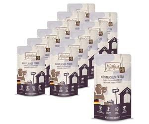 MjAMjAM - Premium Nassfutter für Hunde - Quetschieschie - pur plaisir de la viande - délicieux cheval pur, paquet de 12 (12 x 125g)