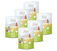 MjAMjAM - Premium Nassfutter für Katzen - Quetschie - Chicks & Friends délicieux Poulet aux poires fruitées, Paquet de 6 (6 x 300g), sans céréales