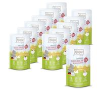 MjAMjAM - Premium Nourriture Humide pour Chats - Quetschie - Chicks & Friends Poulet délicat aux Fraises fruitées, Paquet de 12 (12 x 125g), sans céréales