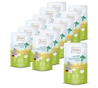 MjAMjAM - Premium Nourriture Humide pour Chats - Quetschie - Chicks & Friends Poulet juteux au Brocoli, Paquet de 12 (12 x 125g), sans céréales