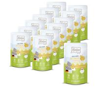 MjAMjAM - Premium Nourriture Humide pour Chats - Quetschie - Chicks & Friends Poulet Tendre aux Savoureux Morceaux de Pomme, Paquet de 12 (12 x 125g), sans céréales