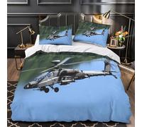 MJASVNDFO Americain AH64 Apache Helicoptere 3D Imprimé Militaire pour Adultes Et Enfants Housses De Couettes Housse De Couette avec Taies Microfibr À Glissière Parure De Lit 3 Pièces King（220x240cm）