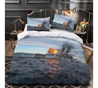 MJASVNDFO Britannique King George V Cuirasse Housse De Couette pour Adultes Et Enfants Housses De Couettes 3D Imprimé Militaire À Glissière avec Taies Microfibr Parure De Lit 3 Pièces King（220x240cm）