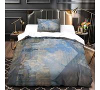 MJASVNDFO Gare Saint Lazare Housse De Couette pour Adultes Et Enfants Housses De Couettes 3D Imprimé Monet E avec Fermeture À Glissière avec Taies Microfibr Parure De Lit 2 Pièces Single（135x200cm）