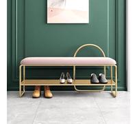 MJBDCVN Banc à chaussures à 2 niveaux, banc à chaussures en métal doré avec siège en velours, banc de rangement à chaussures robuste pour entrée, salon, couloir (dimensions : 80 x 32 x 60 cm, couleur