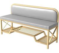 MJBDCVN Banc de rangement moderne pour chaussures avec siège avec dossier et coussin de siège doux, design industriel, cadre en métal pour le salon (couleur : gris)