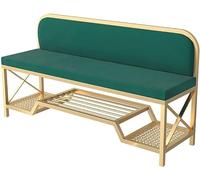 MJBDCVN Banc de rangement moderne pour chaussures avec siège avec dossier et coussin de siège doux, design industriel, cadre en métal, étagère de rangement pour chaussures pour la vie (couleur : vert)