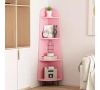 MJBDCVN Bibliothèque d'angle à poser au sol, support de fleurs triangulaire vertical pour organiser des articles divers, présentoir de (couleur : rose)
