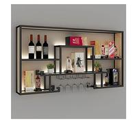 MJBDCVN Étagère de bar flottante avec éclairage LED, étagère murale en métal pour bouteille de vin et verre