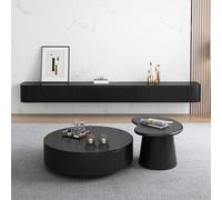 MJBDCVN Meuble TV flottant en bois massif, meuble TV mural étagères flottantes modernes, console multimédia, grand banc de rangement avec porte de (taille : 120 cm, couleur : noir)