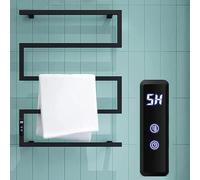 MJBDCVN Noir Sèche Serviette Électrique Soufflant,Radiateur Seche Serviette Electrique Salle de Bain Mural,Porte Serviettes Chauffant Étanche,Porte-Serviettes Chauffant éLectrique