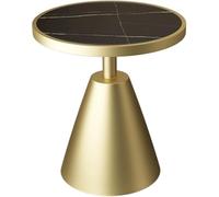MJBDCVN Table d'appoint ronde en ardoise avec base en métal pour salon ou chambre à coucher (couleur : C)