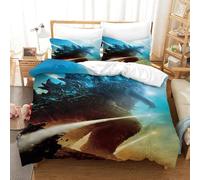 MJCZEGDCR Godzilla 3D Housse De Couette avec Taies d'oreiller Parure De Lit Adult avec Fermeture Éclair Parure 2 pièces Housses De Couettes avec Fermeture Éclair Double(200x200cm)
