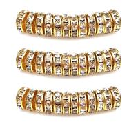 MJDCB 10mm 100pcs Perles Rondelle Strass Perle Intercalaires pour Bracelet Collier Bijoux Accessoires（Doré/Blanc）