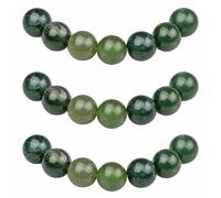 MJDCB 10mm 35 pièces Agate Mousse Vert Perle Pierre Naturelle Ronde en Vrac Perles Semi Precieuse pour Fabrication de Bijoux de Bracelets et de Colliers