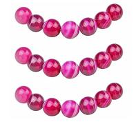 MJDCB 10mm 35 pièces Agate Rayée Rouge Rose Perle Pierre Naturelle Ronde en Vrac Perles Semi Precieuse pour Fabrication de Bijoux de Bracelets et de Colliers