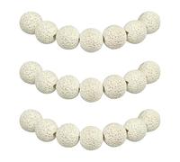 MJDCB 10mm 35 pièces Pierre Lave Blanche Diffuseur d'huiles Essentielles Perle Pierre Naturelle Ronde en Vrac Perles Semi Precieuse pour Fabrication de Bijoux de Bracelets et de Colliers