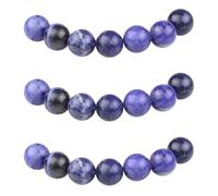 MJDCB 10mm 35 pièces Sodalite Bleu Perle Pierre Naturelle Ronde en Vrac Perles Semi Precieuse pour Fabrication de Bijoux de Bracelets et de Colliers