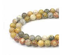 MJDCB 12mm 30 pièces Agate Folle Jaune Perle Pierre Naturelle Ronde en Vrac Perles Semi Precieuse pour Fabrication de Bijoux de Bracelets et de Colliers