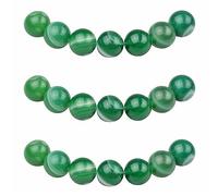 MJDCB 12mm 30 pièces Agate Rayée Verte Perle Pierre Naturelle Ronde en Vrac Perles Semi Precieuse pour Fabrication de Bijoux de Bracelets et de Colliers