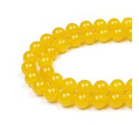 MJDCB 12mm 30 pièces Jade Jaune Perle Pierre Ronde en Vrac Perles Semi Precieuse pour Fabrication de Bijoux de Bracelets et de Colliers