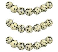 MJDCB 12mm 30 pièces Perle Pierre Dalmate Tachetés Naturelle Ronde en Vrac Perles Semi Precieuse pour Fabrication de Bijoux de Bracelets et de Colliers