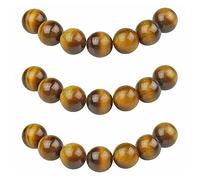 MJDCB 12mm 30 pièces Perle Pierre d'oeil de Tigre Jaune Naturelle Ronde en Vrac Perles Semi Precieuse pour Fabrication de Bijoux de Bracelets et de Colliers