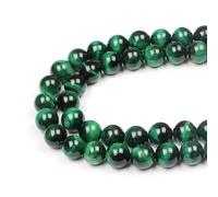 MJDCB 12mm 30 pièces Perle Pierre d'oeil de Tigre Vert Naturelle Ronde en Vrac Perles Semi Precieuse pour Fabrication de Bijoux de Bracelets et de Colliers