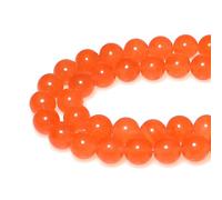 MJDCB 12mm 30 pièces Perle Pierre Jade Orange Ronde en Vrac Perles Semi Precieuse pour Fabrication de Bijoux de Bracelets et de Colliers